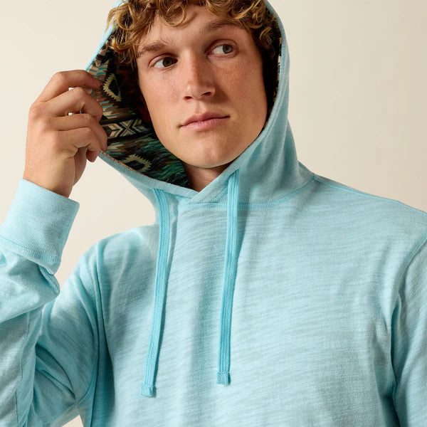 Ariat Men's Lightweight Retro Long Sleeve Hoodie - Aquatic