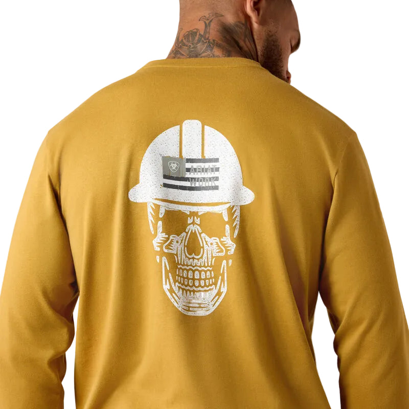 Ariat Men's FR Roughneck Skull Logo Long Sleeve Tee Shirt - Wood Thrush