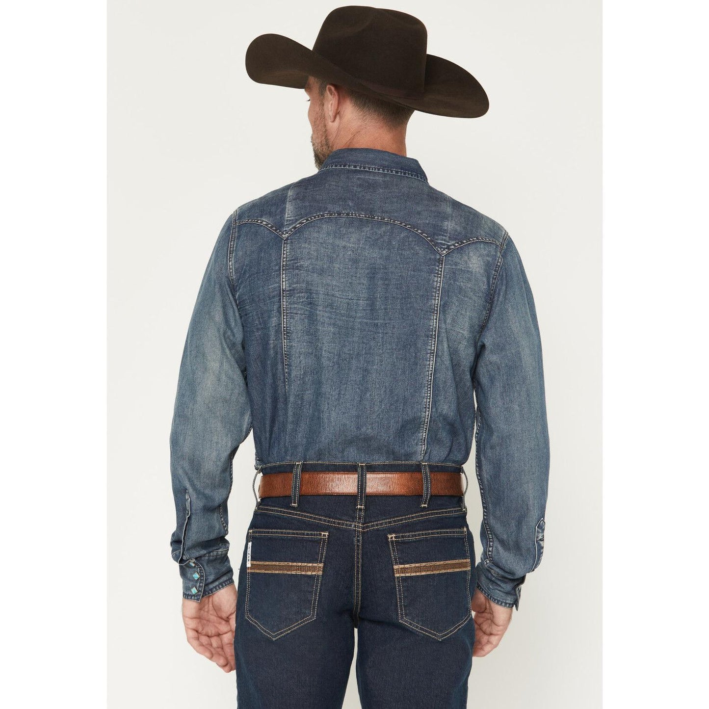 Kimes Men's Memphis Denim Long Sleeve Snap Western Shirt - Indigo