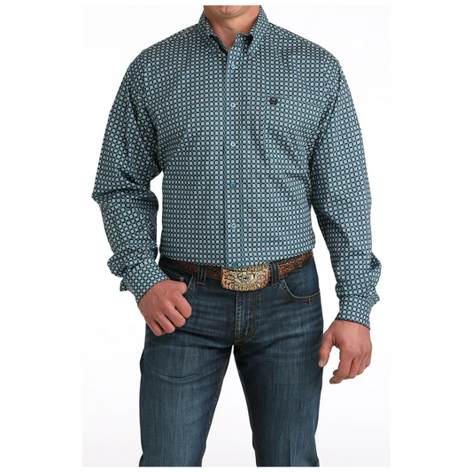 Cinch Men's Long Sleeve Print Shirt - Blue - Irvine Tack & Western Wear