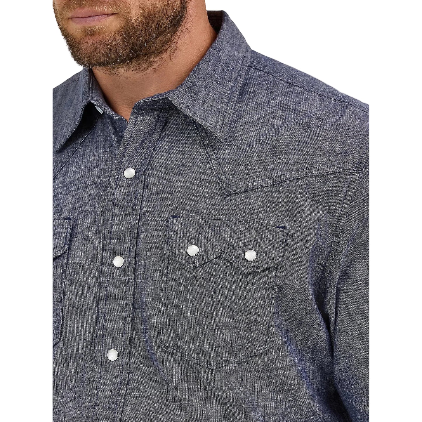 Wrangler Men's Cody Johnson Two Pocket Western Snap Shirt - Navy
