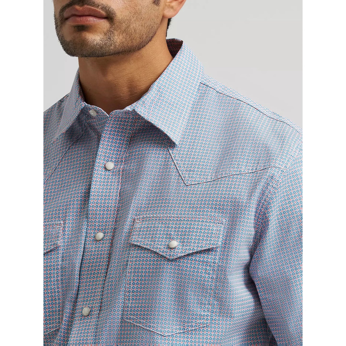 Wrangler Men's 20X Competition Advanced Comfort Short Sleeve Shirt - Blue Stops