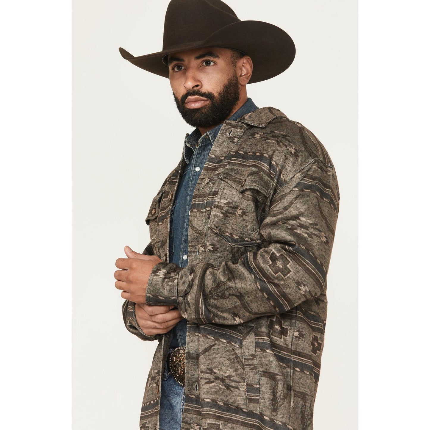 Ariat Men's Caldwell Printed Shirt Jacket- Beige