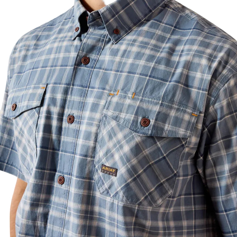 Ariat Men's Rebar Made Tough DuraStretch Short Sleeve Work Shirt - Dark Denim