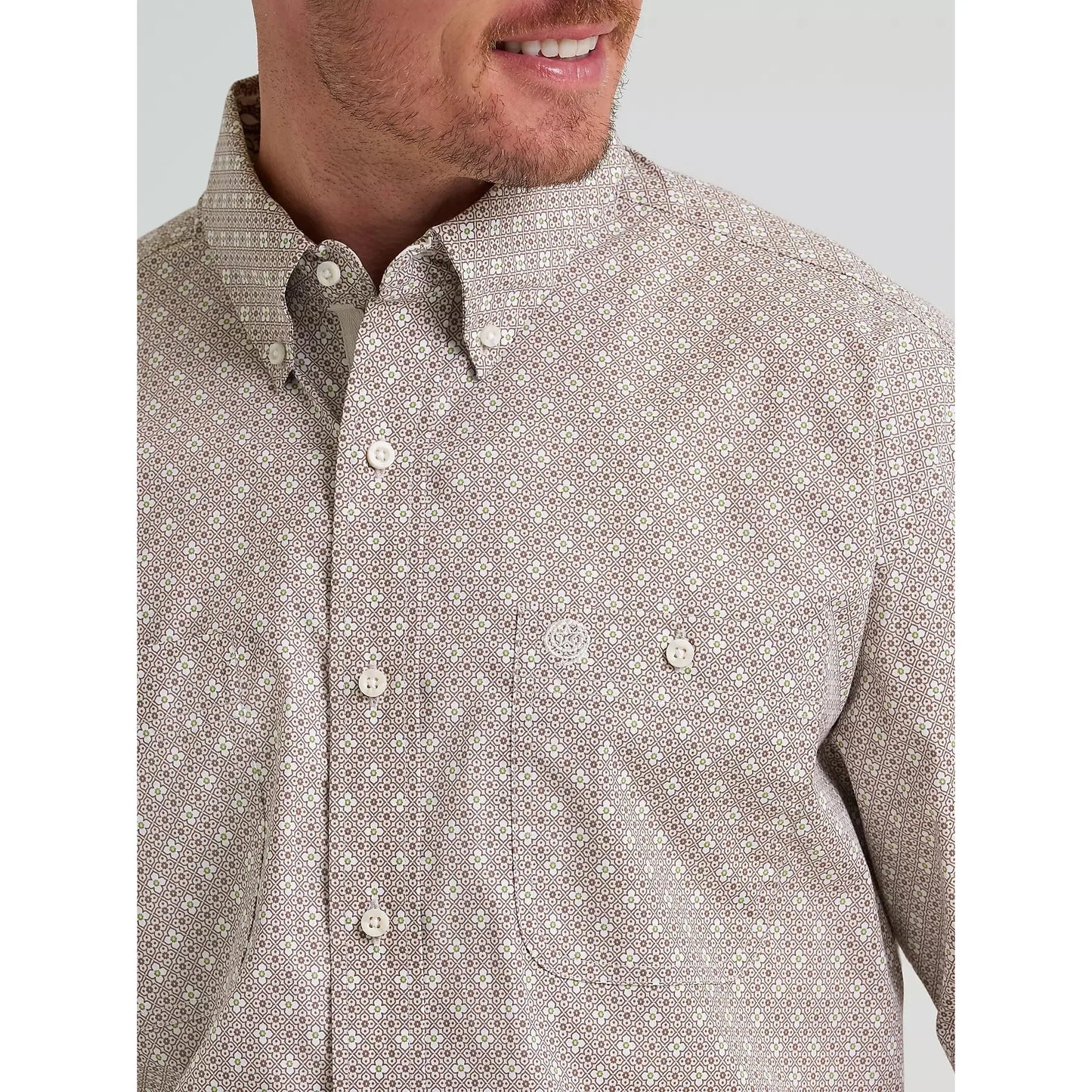 Wrangler Men's George Strait Short Sleeve Button Down Shirt - Floral Brown