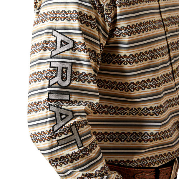 Ariat Men's Team Peter Classic Long Sleeve Shirt - Khaki/White