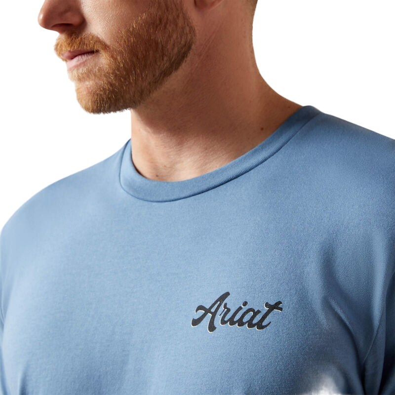 Ariat Men's Cattle Co. Short Sleeve Tee Shirt - Coronet Blue