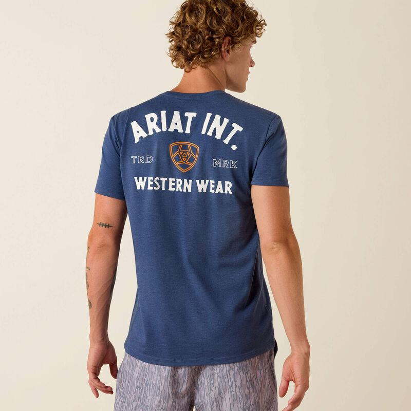 Ariat Men's Outline Shop Short Sleeve Tee Shirt - Navy Heather - Irvine Tack & Western Wear