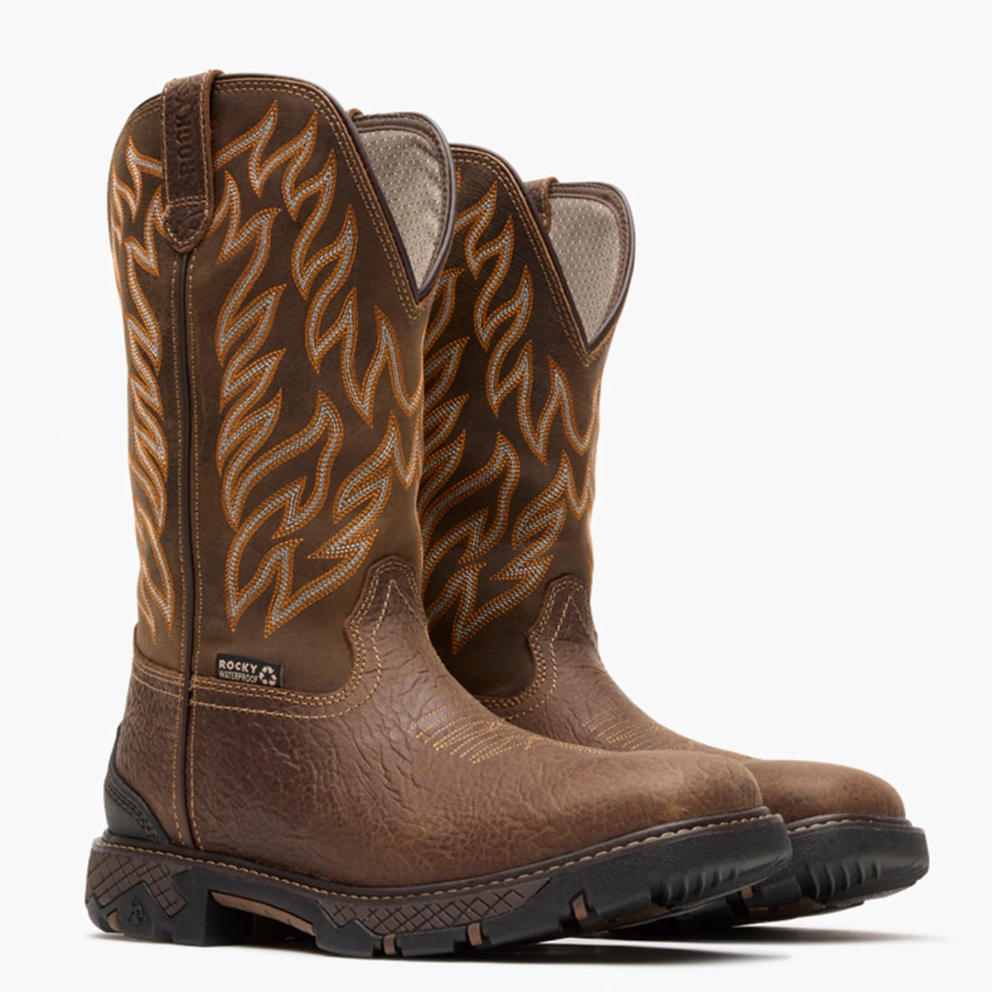 Rocky Men's 12" Ironhawk Waterproof Pull On Western Boot - Tobacco