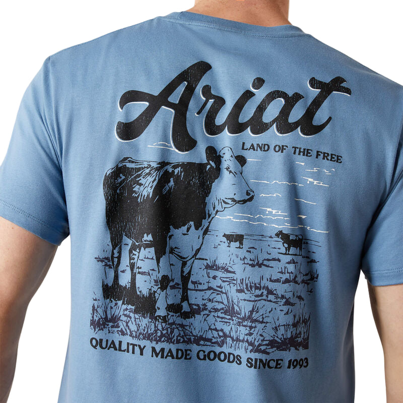 Ariat Men's Cattle Co. Short Sleeve Tee Shirt - Coronet Blue