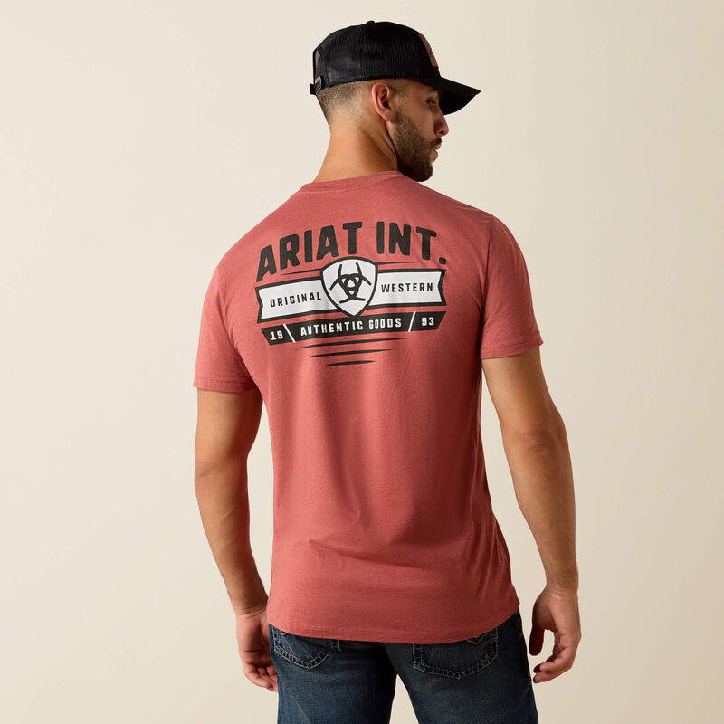 Ariat Men's Banner Badge Short Sleeve Tee Shirt - Red Clay Heather