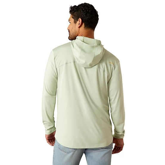Ariat Men's Rebar Long Sleeve Sunblocker Hooded Tee Shirt- Blue Atoll