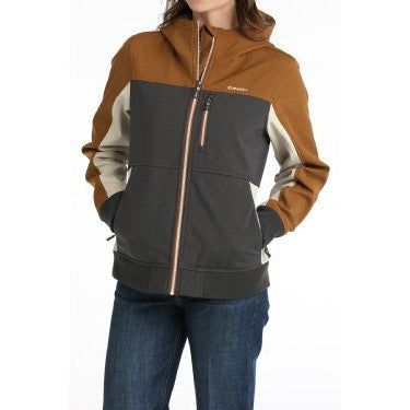 Cinch Women's Bonded Full Zip Hoodie - Gold/Charcoal/Cream