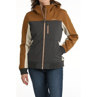 Cinch Women's Bonded Full Zip Hoodie - Gold/Charcoal/Cream