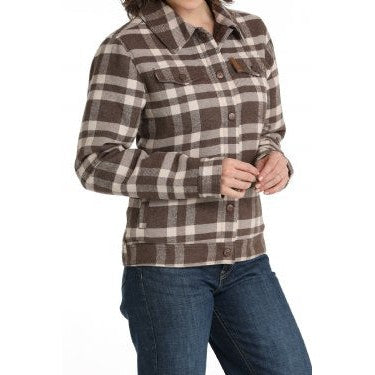 Cinch Women's Plaid Trucker Jacket - Grey/Brown