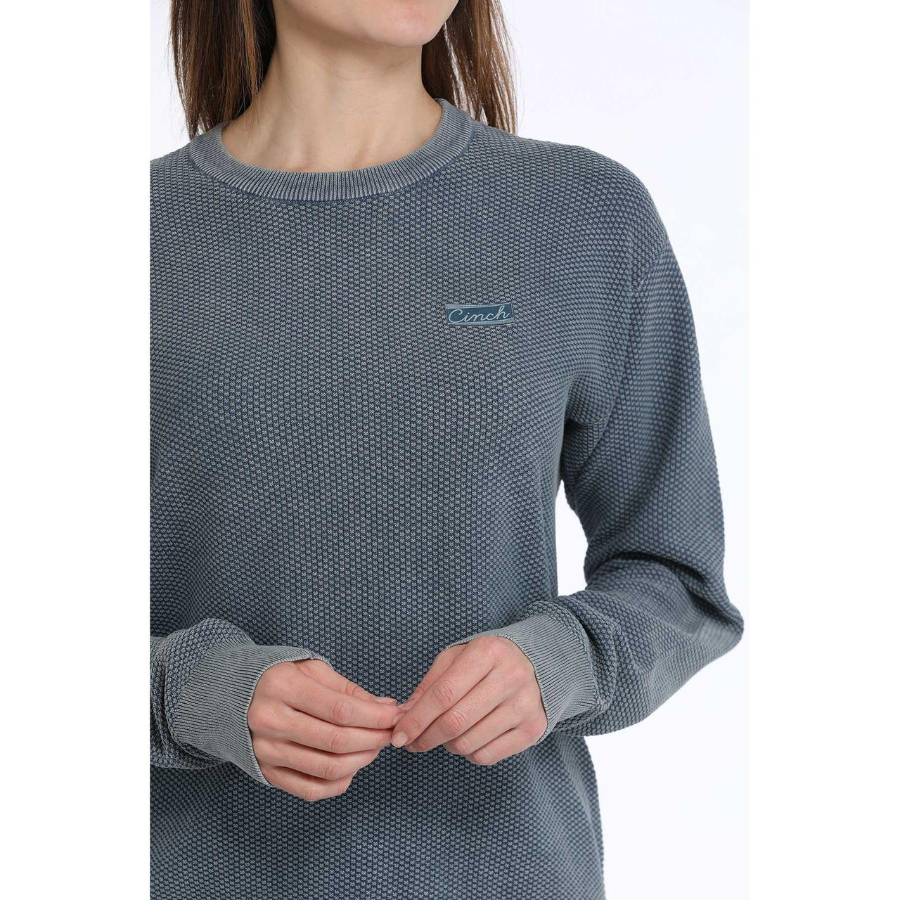 Cinch  Women's Long Sleeve Pullover- Light Blue