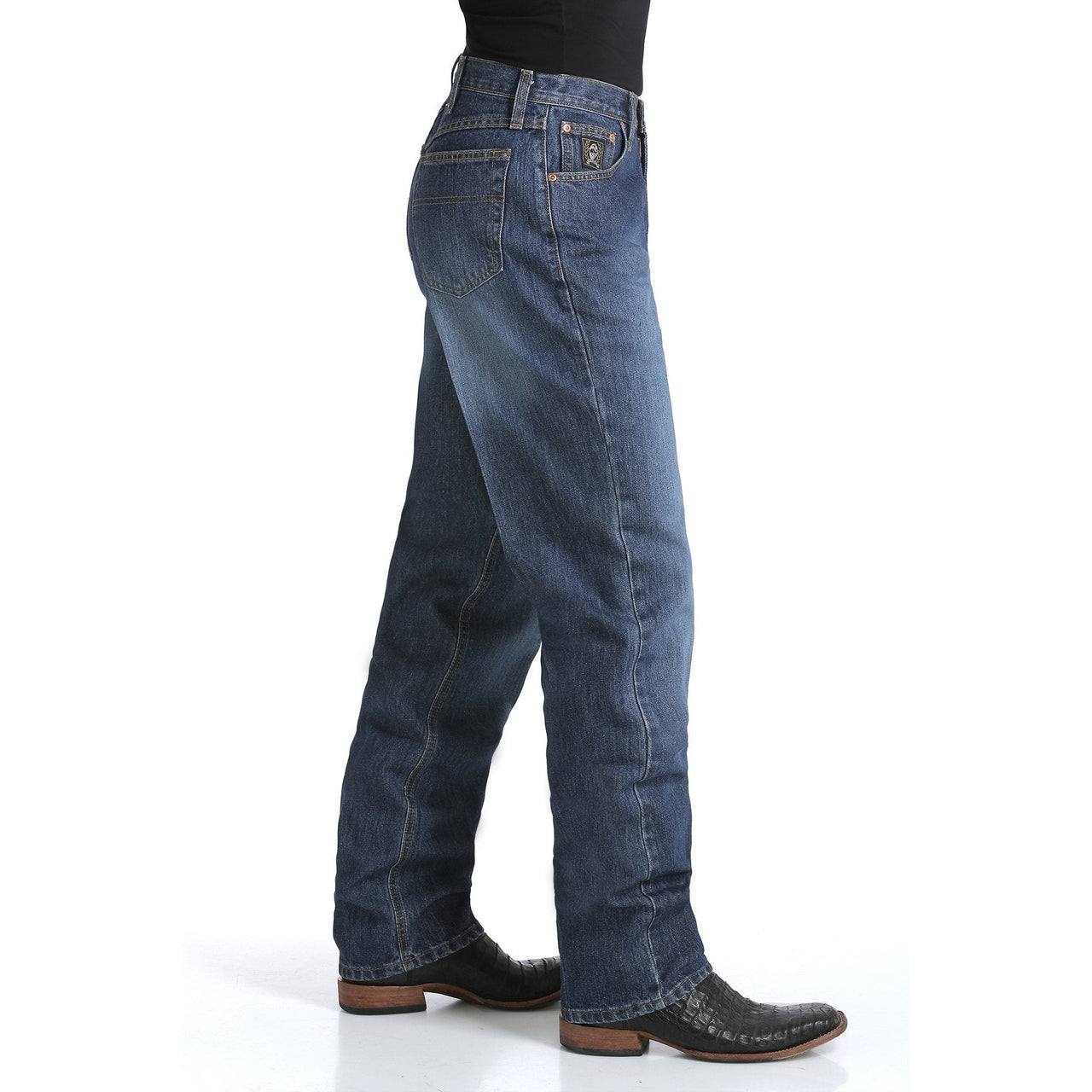 Cinch Men's Black Label Loose Slightly Tapered Jeans - Dark Stonewash