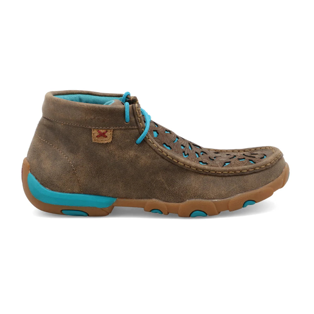 Twisted X Women's Chukka Driving Moc D Toe- Bomber/Turquoise