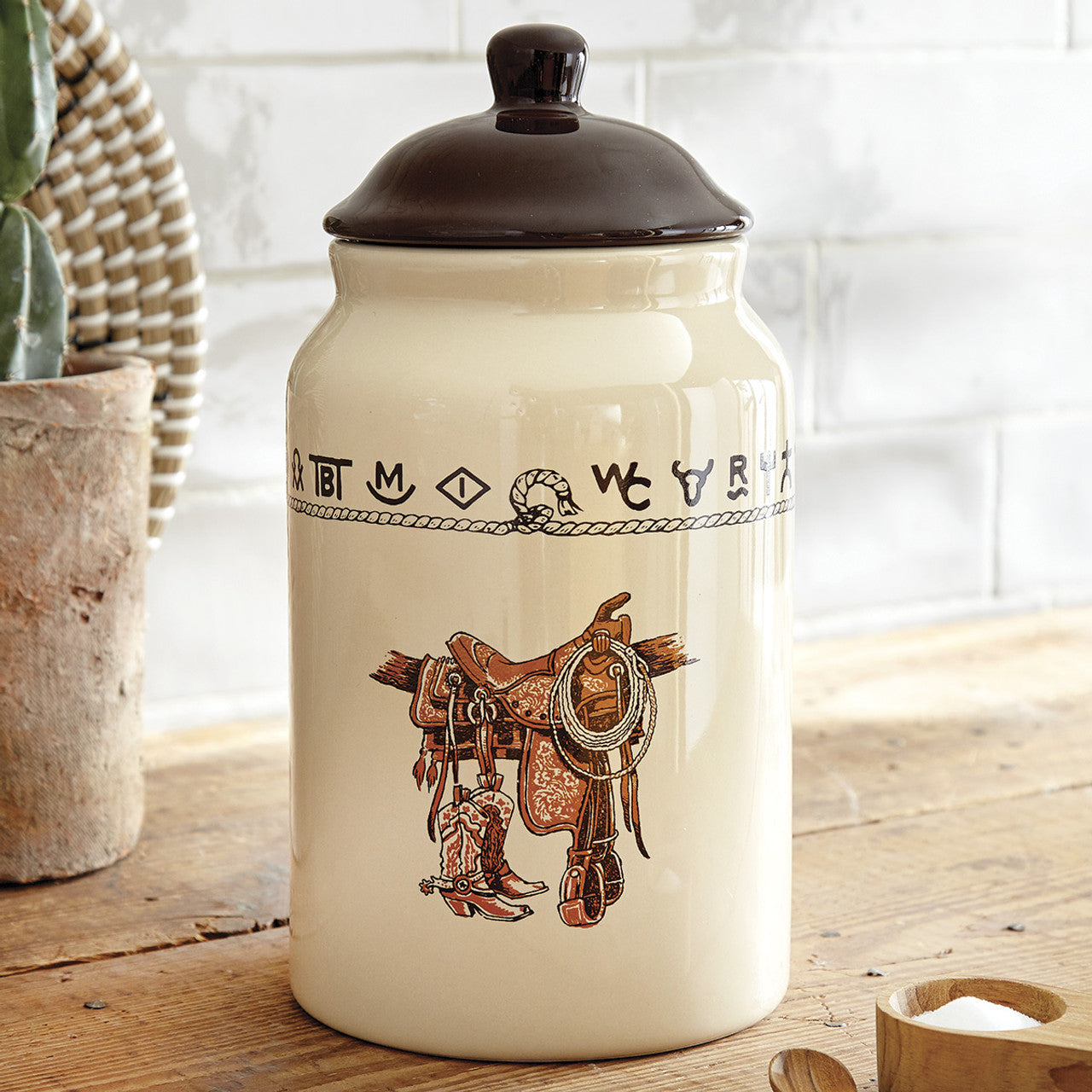 West Creation Boots & Saddle Ceramic Canister
