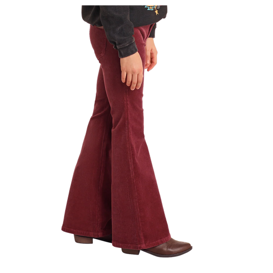 Rock & Roll Girl's Corduroy Flare Pant - Maroon