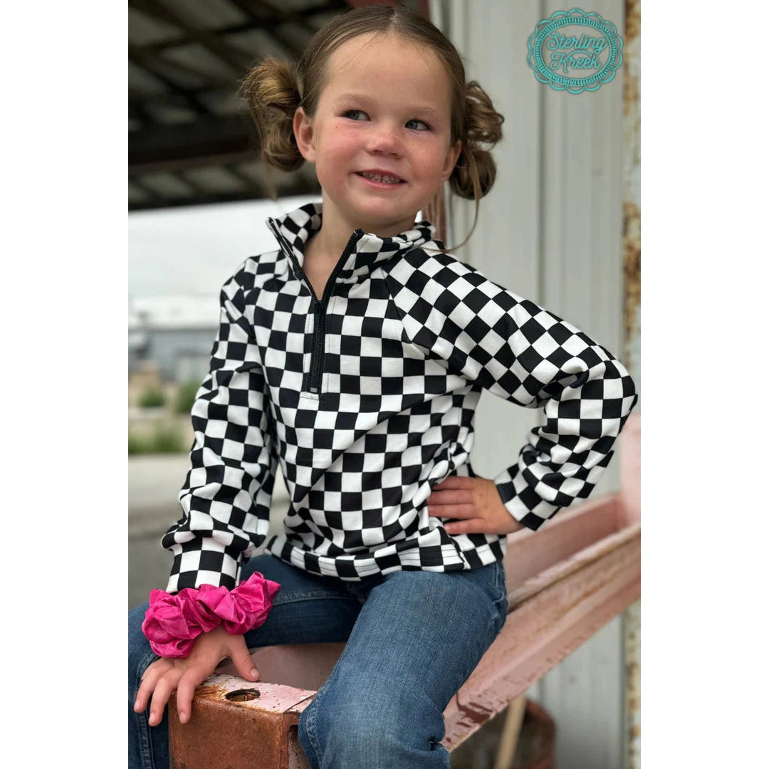 Sterling Kreek Kid's Mini Round The Track Pullover - Black & White