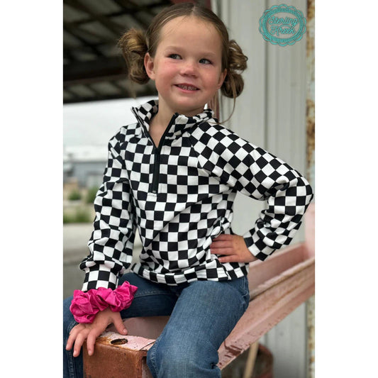 Sterling Kreek Kid's Mini Round The Track Pullover - Black & White