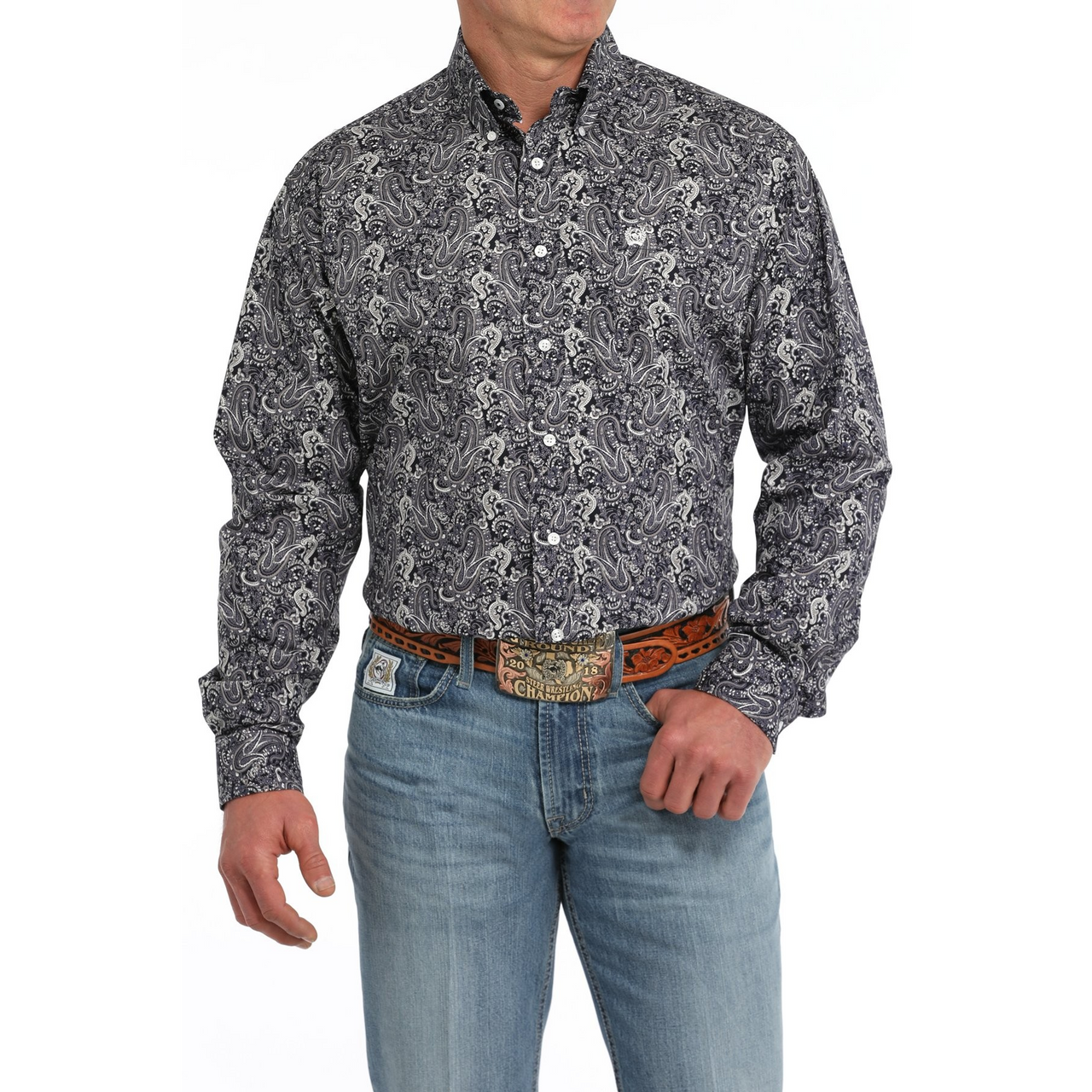 Cinch Men's Long Sleeve Print Shirt- Multi
