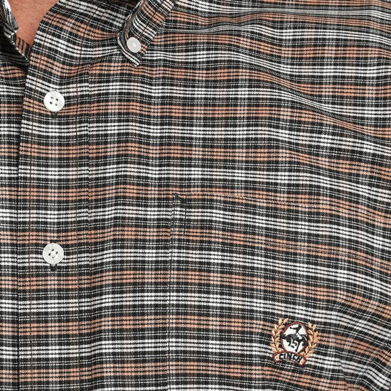 Cinch Men's Long Sleeve Plaid Oxford Shirt- Black