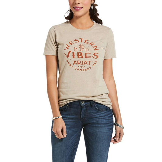 Ariat Women's Vibes SS T-Shirt Oatmeal Heather