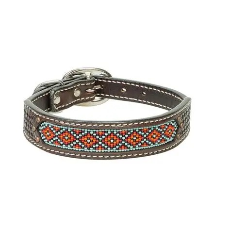 Weaver Leather Beaded Basket Weave Dog Collar 1"