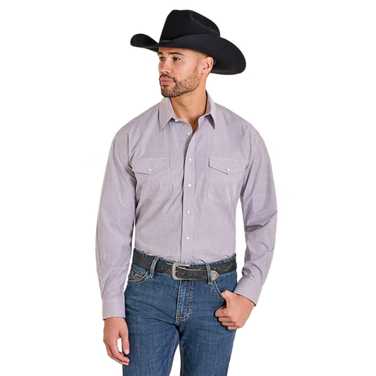 Panhandle Men's Pinstripe Long Sleeve 2 Pocket Snap Shirt