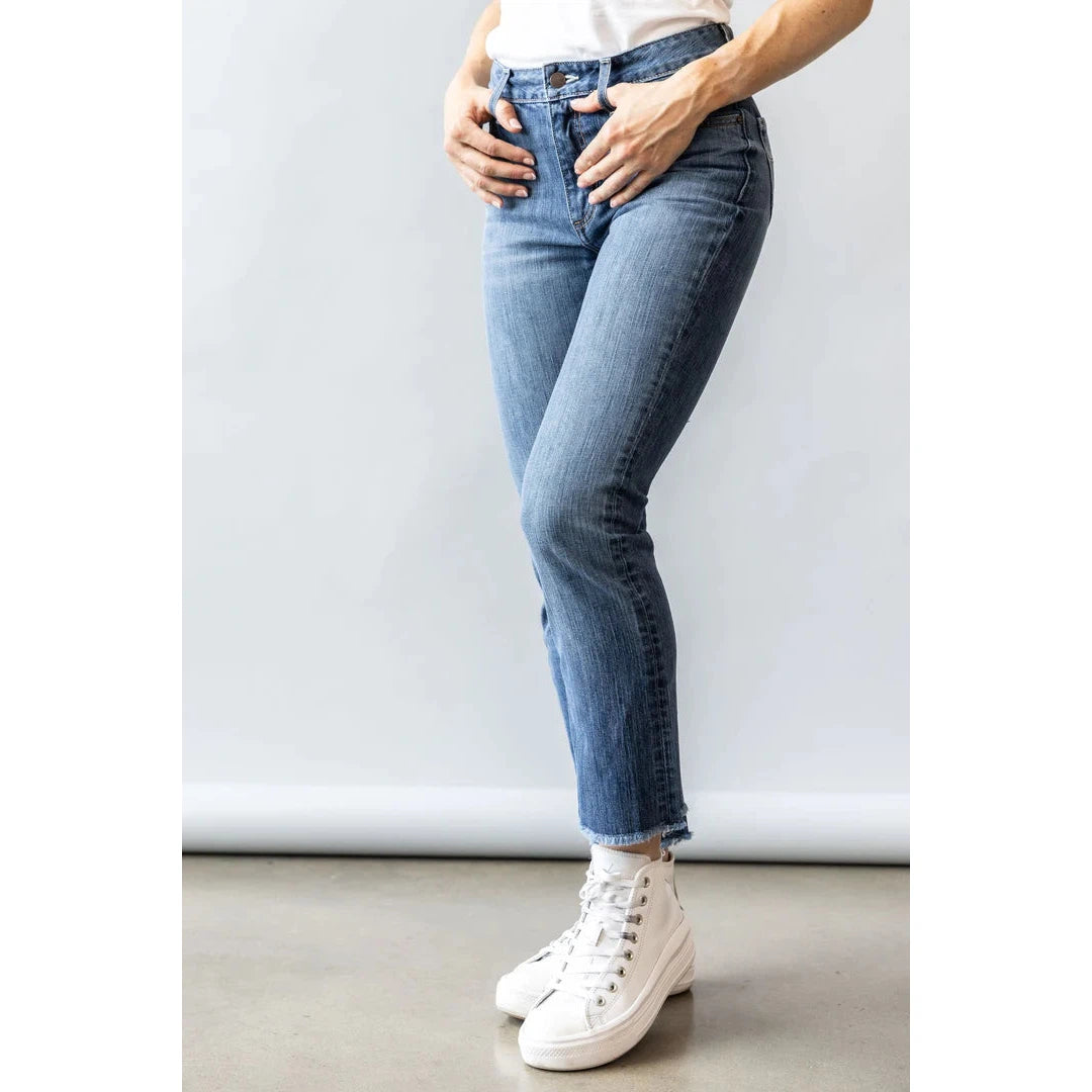 Kimes Women's Monica High Rise Straight Cropped Jeans - Mid Wash