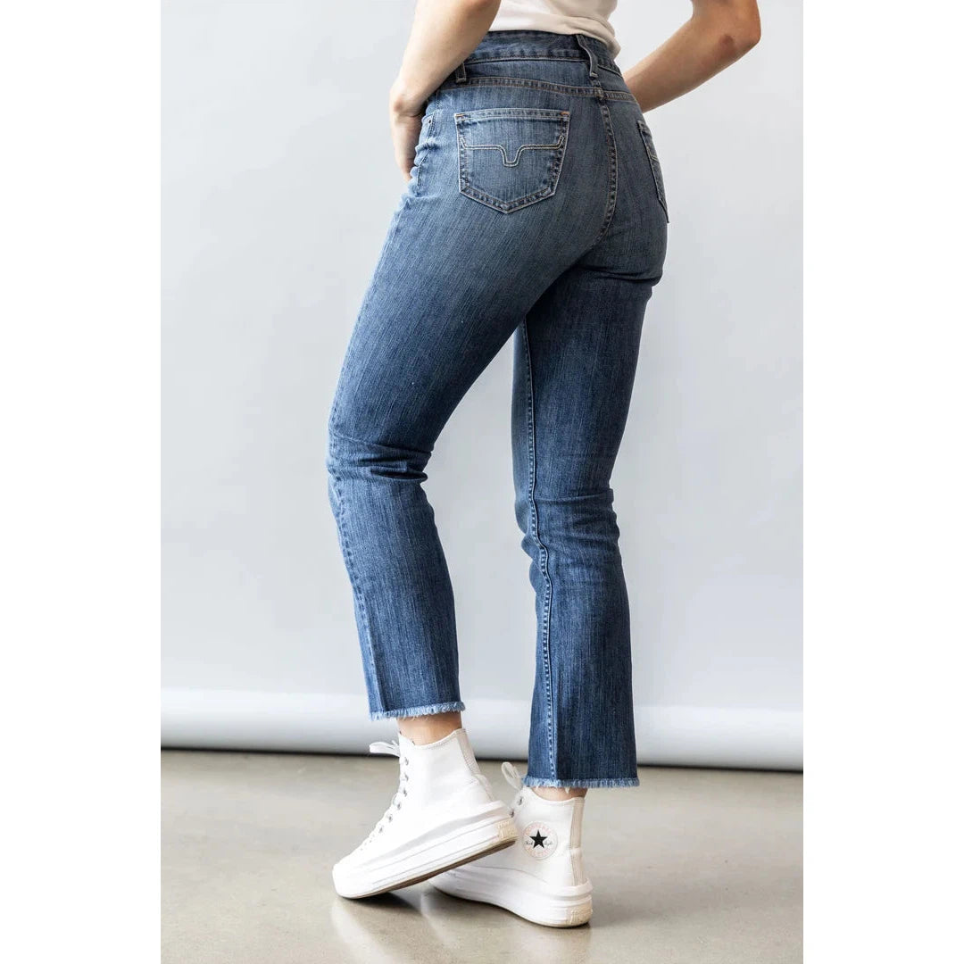 Kimes Women's Monica High Rise Straight Cropped Jeans - Mid Wash