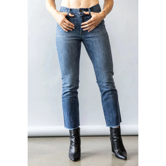 Kimes Women's Monica High Rise Straight Cropped Jeans - Mid Wash