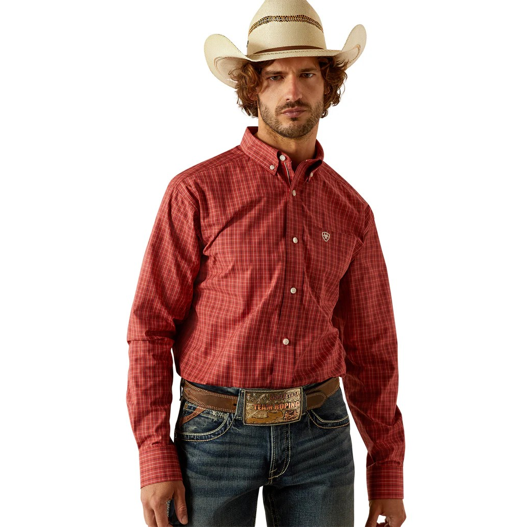 Ariat Men's Long Sleeve Pro Series Cleo Classic Fit Shirt- Dark Red