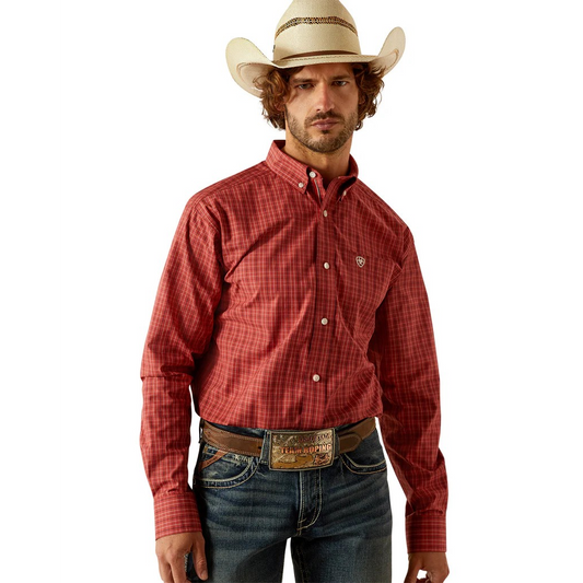 Ariat Men's Long Sleeve Pro Series Cleo Classic Fit Shirt- Dark Red