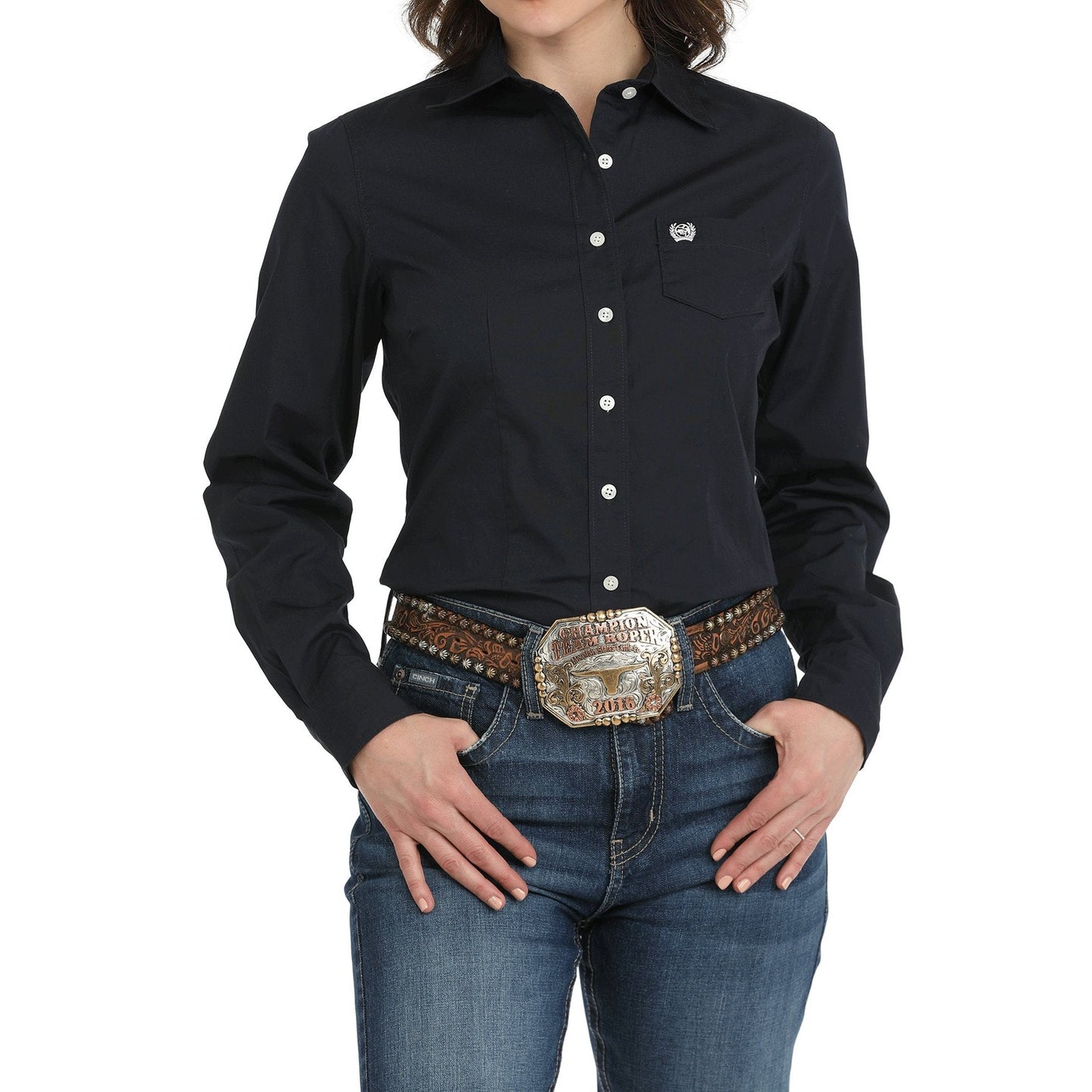 Cinch Long Sleeve Women's Shirt - Navy