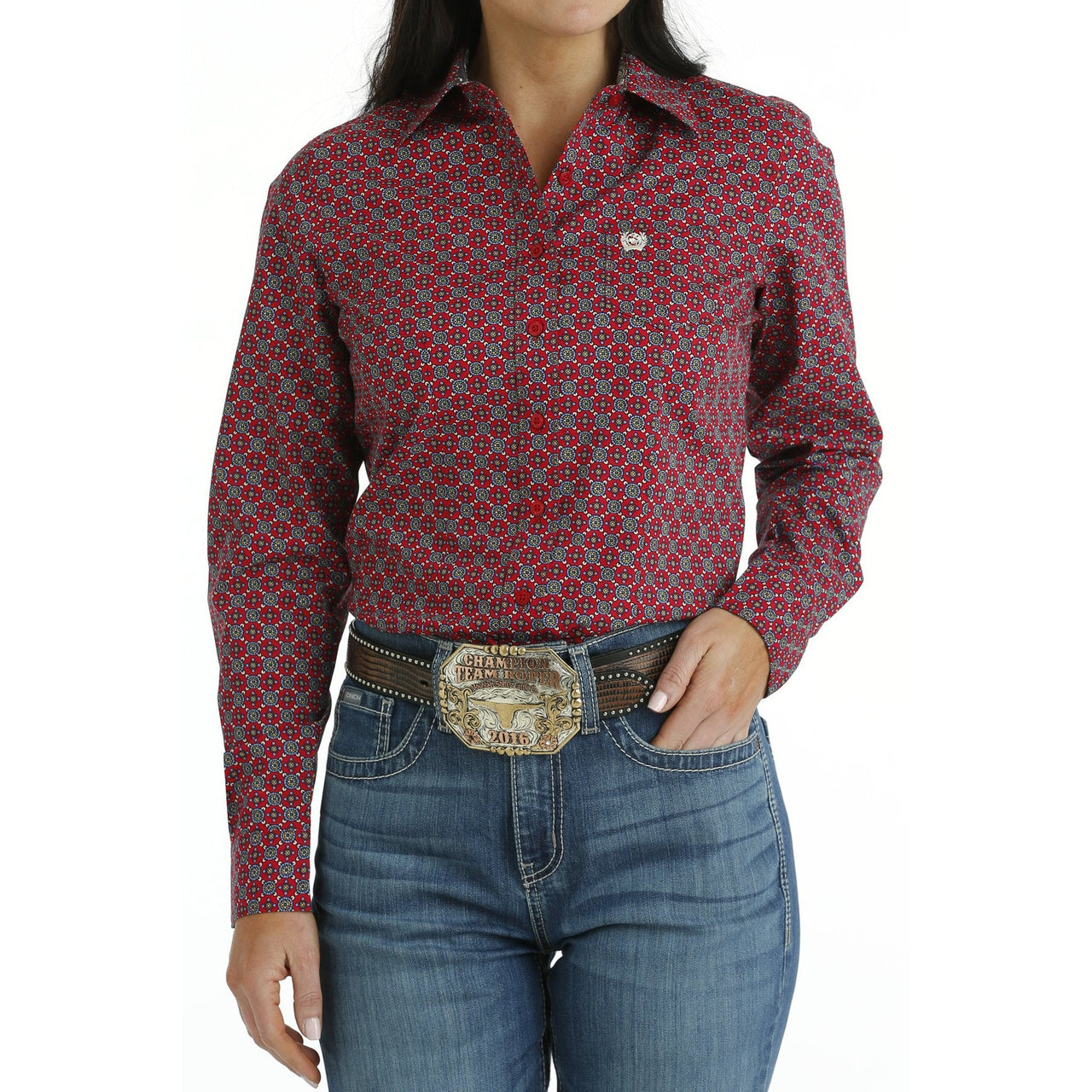 Cinch Women's Long Sleeve Button Down Western Shirt - Red