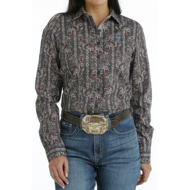 Cinch Women's Long Sleeve Button Down Western Shirt - Grey