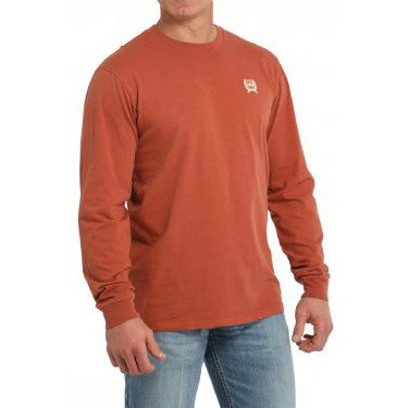 Cinch Men's Land Of The Free Long Sleeve Shirt- Orange