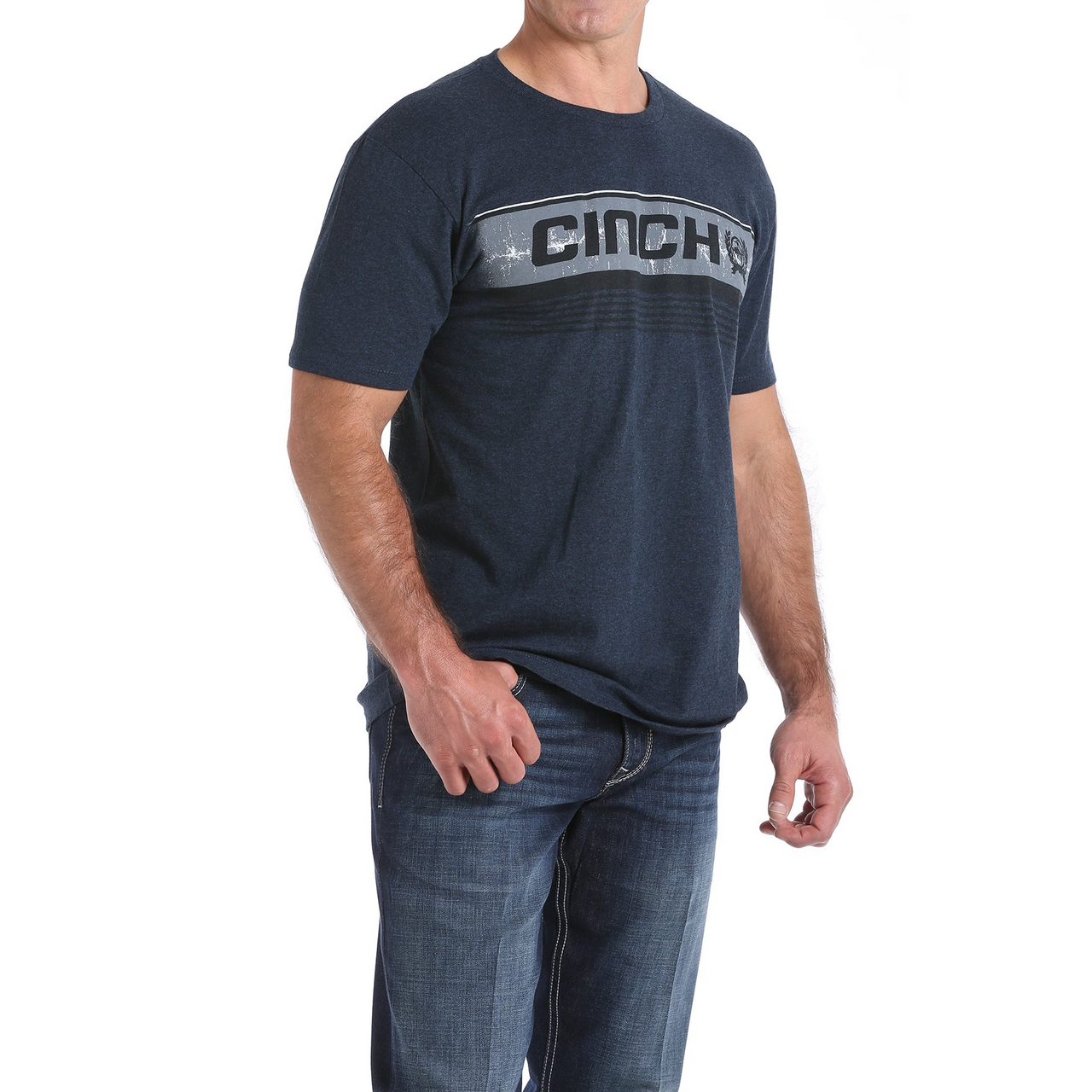 Cinch Men's Short Sleeve Classic Logo Tee - Heather Navy