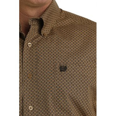 Cinch Men's LS Geometric Print Shirt - Brown