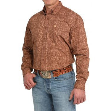 Cinch Men's Long Sleeve Paisley Print Shirt - Brown