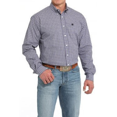 Cinch Men's Plaid Long Sleeve Shirt - Purple