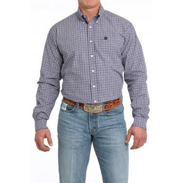 Cinch Men's Plaid Long Sleeve Shirt - Purple