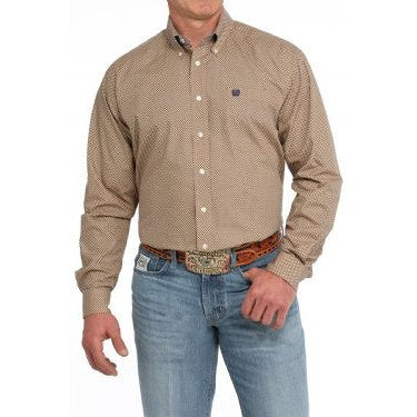 Cinch Men's Geometric Print Long Sleeve Western Shirt - Gold