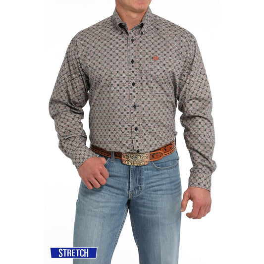 Cinch Men's Long Sleeve Medallion Print Shirt - Navy