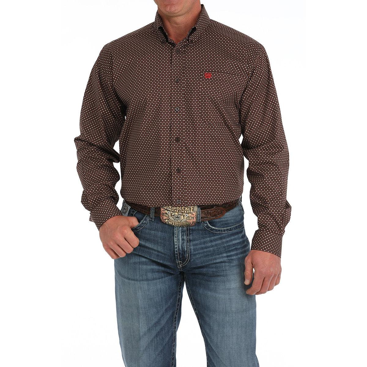 Cinch Men's Long Sleeve Western Shirt- Brown