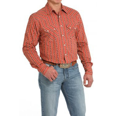 Cinch Long Sleeve Modern Fit Men's Shirt - Orange