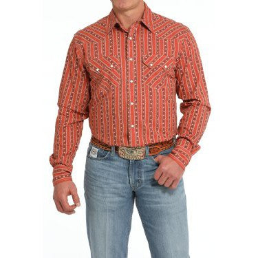 Cinch Long Sleeve Modern Fit Men's Shirt - Orange